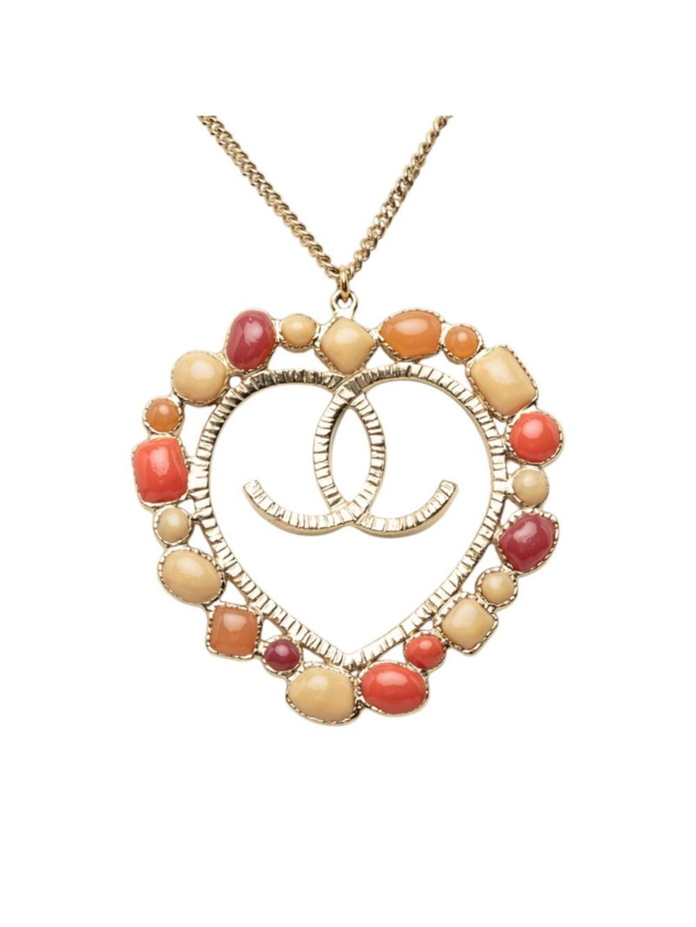Chanel Cc Logo Chain Heart Pendant #357638C97B